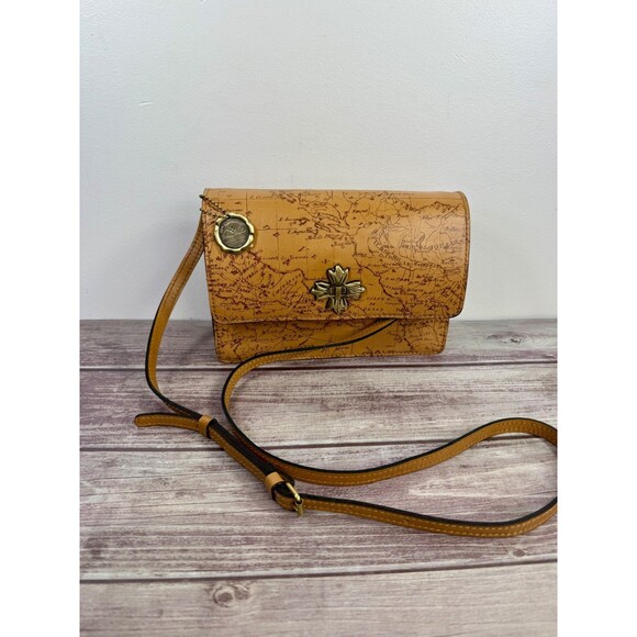 NWT PATRICIA NASH Consilina Floret Biscuit Map Print Leather Crossbody purse - Picture 12 of 17